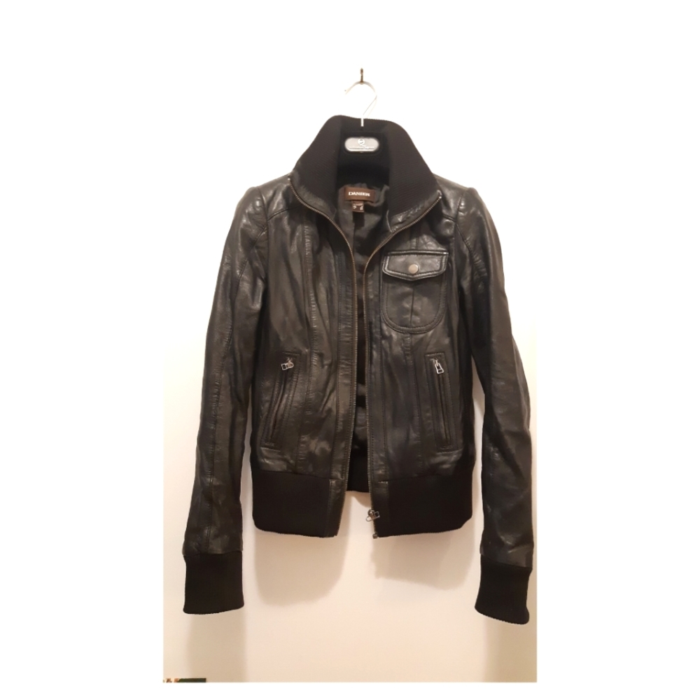 DANIER • Black Leather Jacket • UK 4